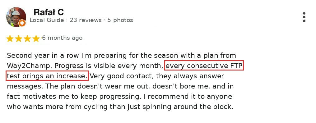 Review by Rafał C.: every FTP test brings an increase