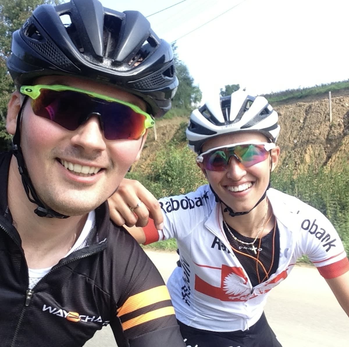 Arek Kogut with Katarzyna Niewiadoma on a ride